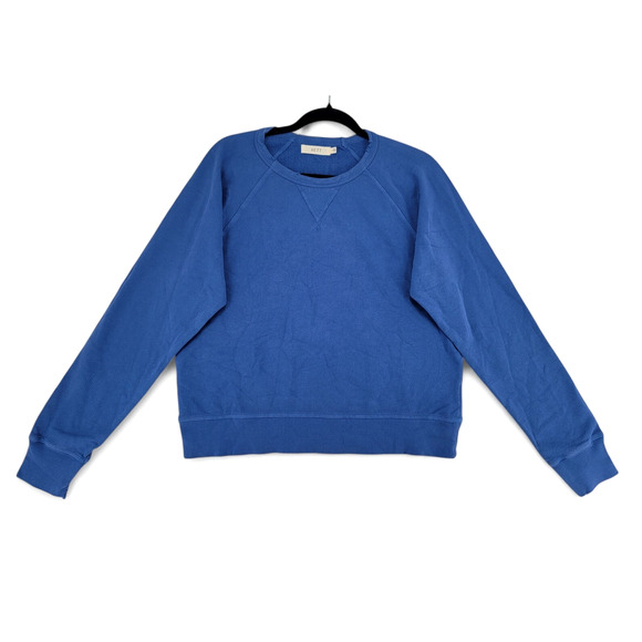 American Eagle‎ AE77 Distressed Blue Crewneck Sweatshirt Unisex L Made in USA - Picture 1 of 5